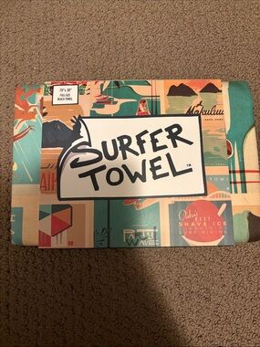 Vintage Poster Print Beach Towel - Teal & Cream